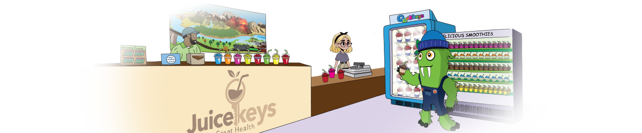 Ollie walking through Apple Pie Paradise on his way to Juicekeys
