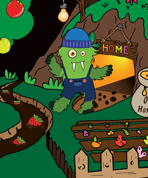 Ollie in front of his home, a cave in the Mocha Mountains